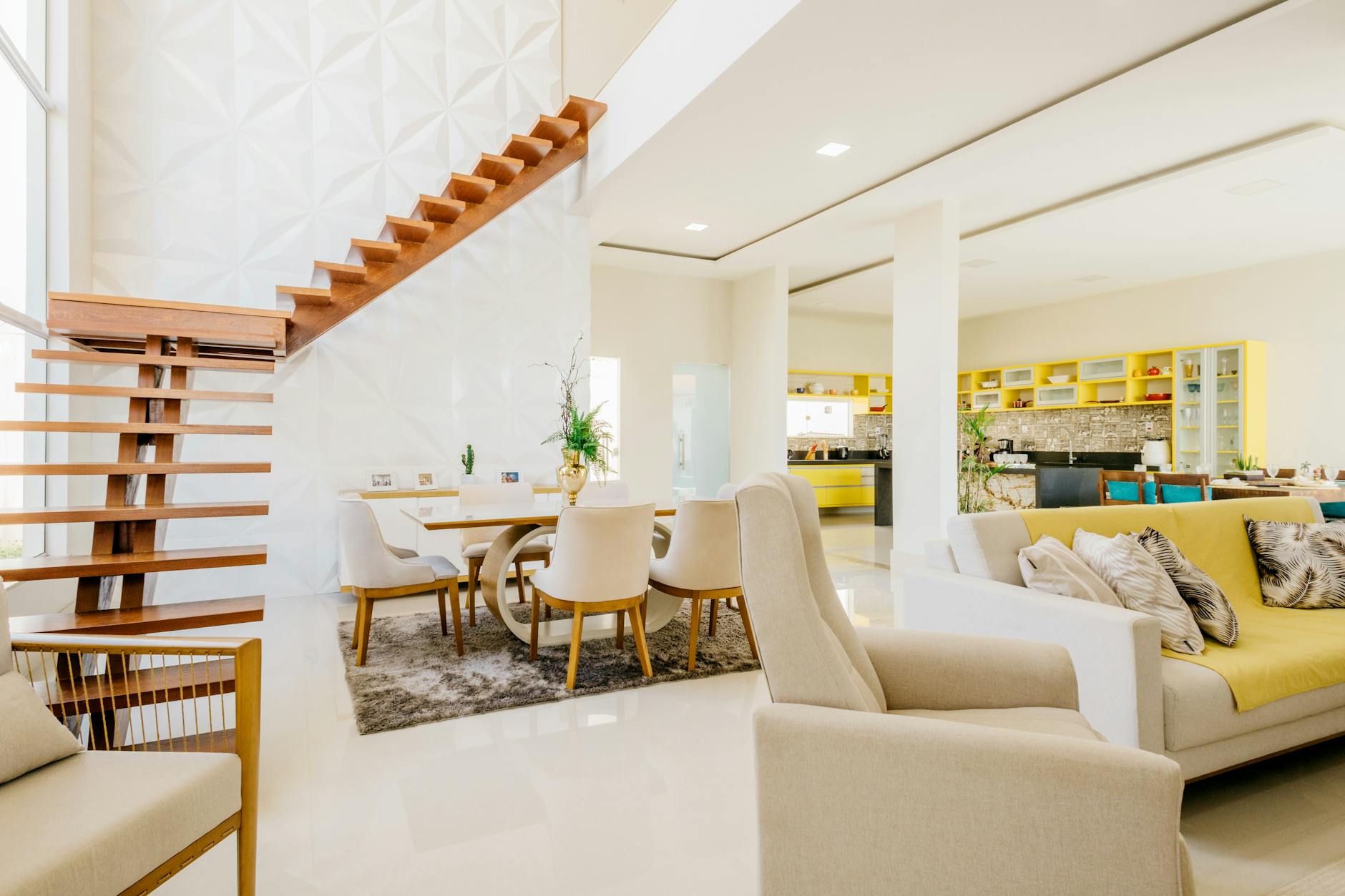 bright living room white walls
