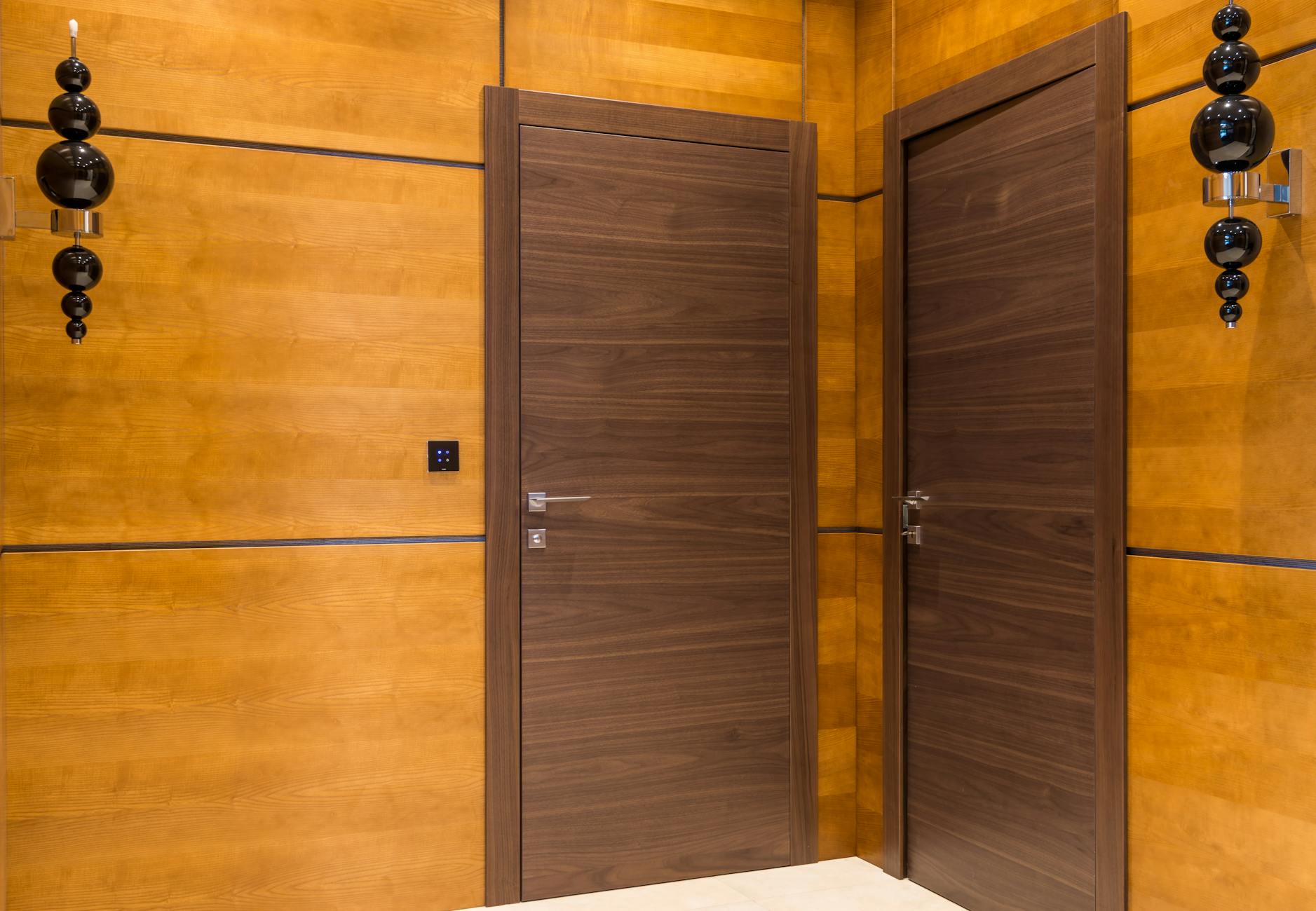 modern interior door white panels gold handle