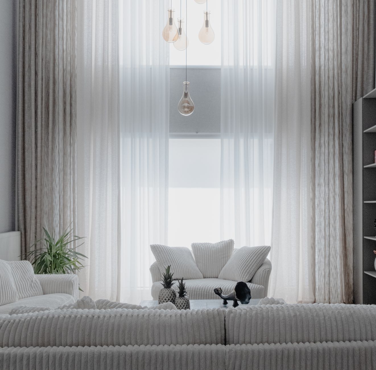 monochromatic living room interior